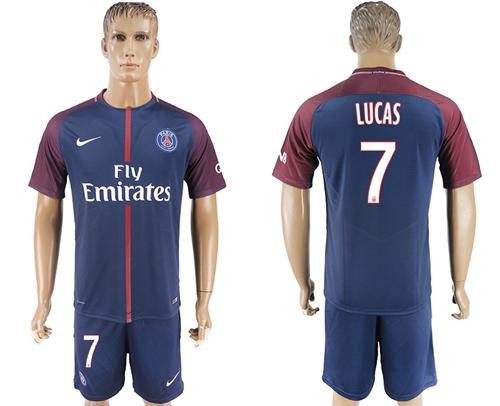 Paris Saint-Germain #7 Lucas Home Soccer Club Jersey - Click Image to Close